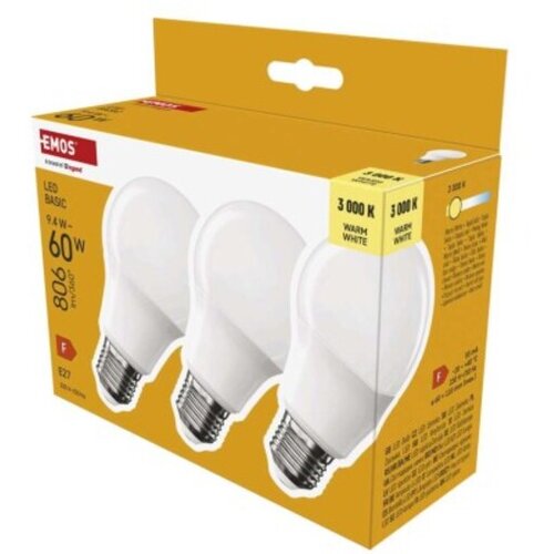 Emos LED žarnica Basic A60 / E27 / 9,4 W (60 W) / 806 lm / Toplo bel ZL5F42.3 Cene