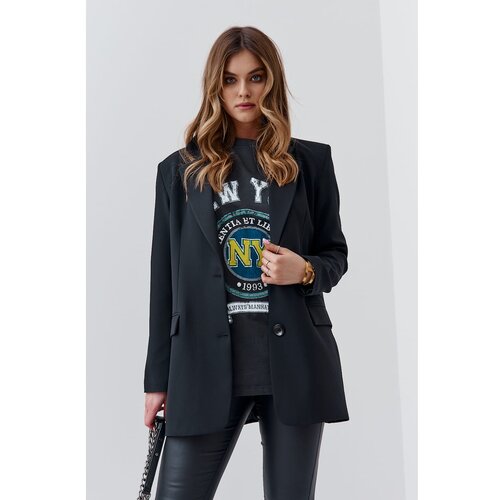 Fasardi Elegant oversize women&amp;#039;s black jacket Slike