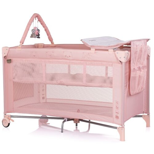 Chipolino putni krevetić LUNA s podlogom za prematanje Pink Powder Slike