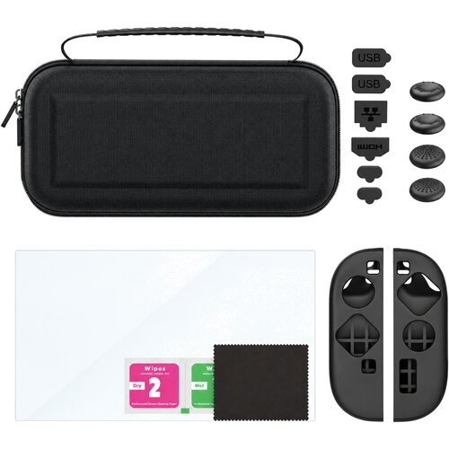 NINTENDO SWITCH 2 komplet dodatkov 9v1 s torbico in za&amp;scaron;čitnim steklom iPega Slike