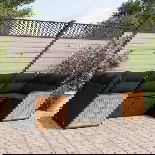 VidaXL 6-dijelni set vrtnih sofa s jastucima crni od poliratana Slike