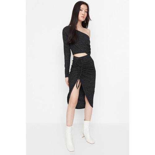 Trendyol Anthracite Soft Knitted Bottom-Top Set Slike