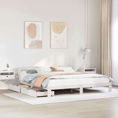 vidaXL Posteljni okvir brez vzmetnice bel 180x200 cm trdna borovina Cene
