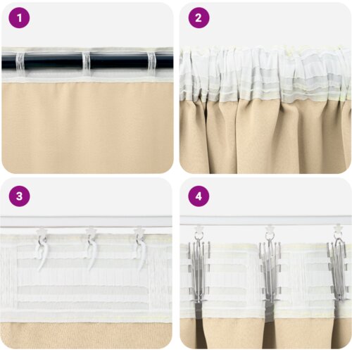 VidaXL Zavjese sa zavjesama 2 pcs Krema 245 x 140 cm Poliester Slike