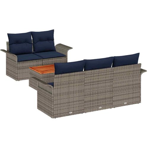 vidaXL Vrtna sedežna garnitura z blazino 6 pcs Siva poli ratan, (5000154401) Cene