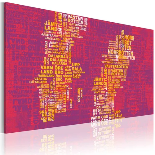  Slika - Text map of Sweden (pink background) 120x80