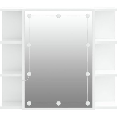  s ogledalom i LED svjetlima sjajni bijeli 70x16,5x60 cm Slike