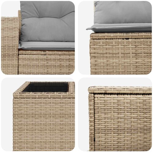  Set sofe 8 kom. Bež i svijetlo siva Poli Rattan i čelik Slike