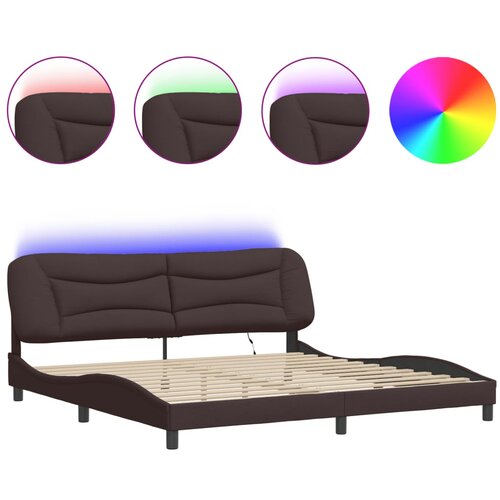 Maison Chic Posteljni okvir - Dvoposteljna postelja - Zakonska postelja z LED lučkami temno rjav 200x200 cm blago, (21696044) Cene
