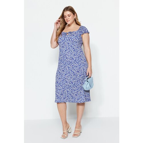 Trendyol curve Plus Size Dress - Blue - A-line Slike