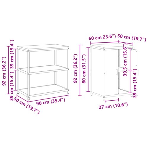 VidaXL kuhinjski set za pohranu 2 pcs bijela 150 x 50 x 92 cm Slike