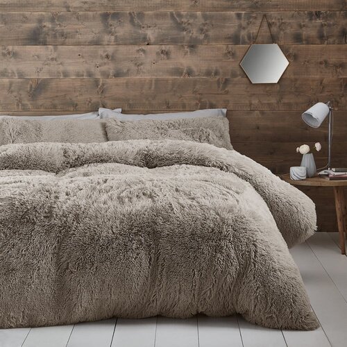 Catherine Lansfield Smeđa posteljina za bračni krevet od mikropli&amp;scaron;a 200x200 cm Cuddly &amp;ndash; Slike
