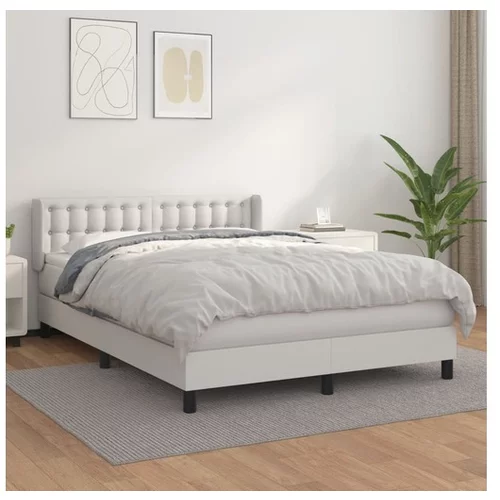 vidaXL Box spring postelja z vzmetnico bel 140x200 cm umetno