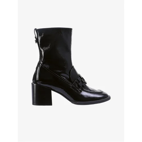 Högl Black women's leather patent leather ankle boots with heels Mag - Women