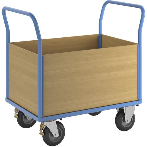 eurokraft pro ploski voziček z lesenimi stenami, s 4 visokimi stenami, dxš 1050 x 700 mm, kolesa z zračnicami Cene