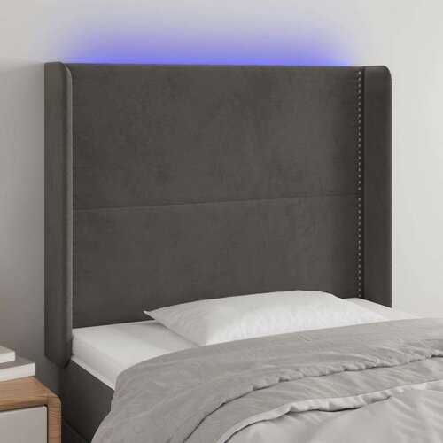  Posteljno vzglavje temno sivo 103x16x118/128 cm žamet, (20736562) Slike