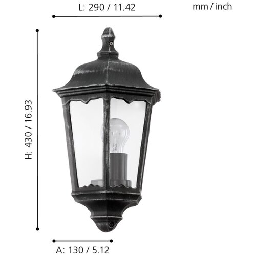 Eglo navedo spoljna zidna lampa/1, e27, crna/srebrna Slike