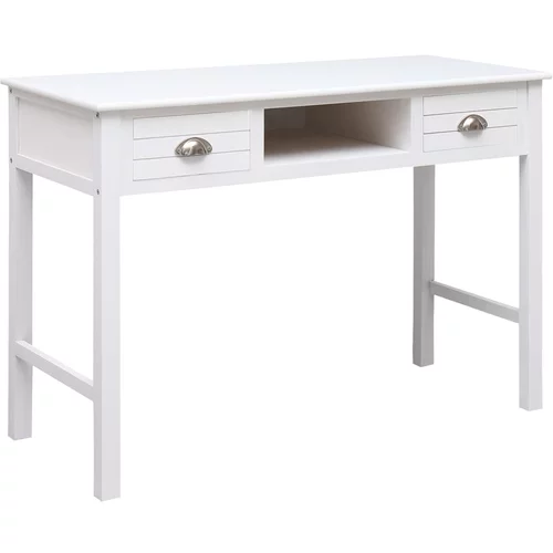 vidaXL Pisalna miza bela 108x45x76 cm trden les pavlovnije