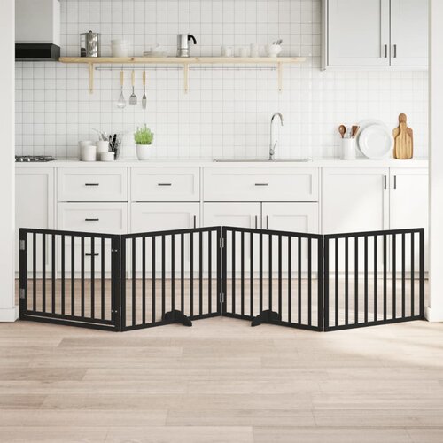  Vrata za pse s vrata&scaron;cima 4 panela sklopiva 320 cm drvo topole Crna 80 x 60 x 2 cm Cijene