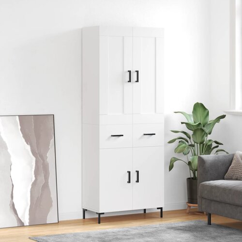 vidaXL Visoka omara bela 69,5x34x180 cm inženirski les Cene