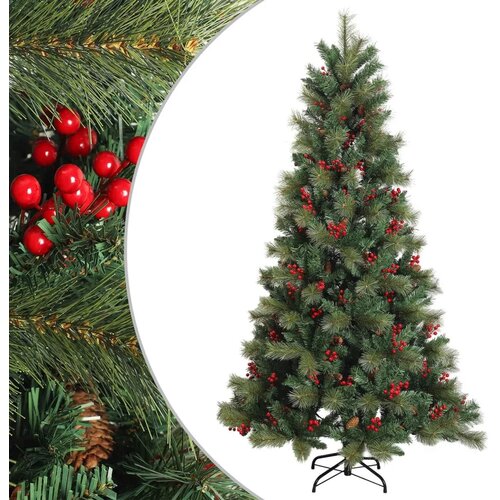  Umjetno božićno drvce s nogom 180 cm PVC i metal Zelena - 180 cm bez LED svjetala Slike
