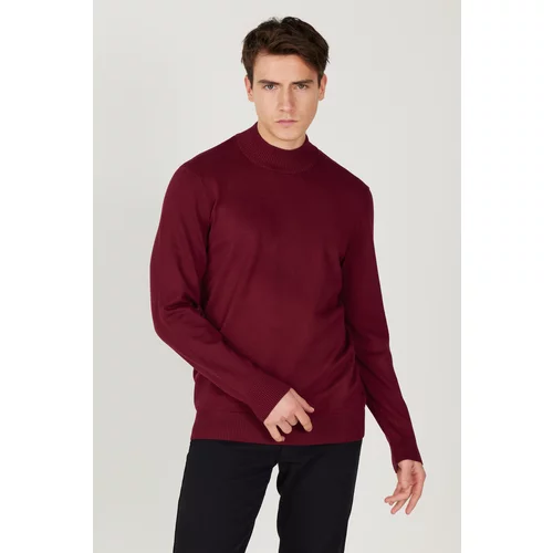ALTINYILDIZ CLASSICS Men's Burgundy Standard Fit Normal Cut Half Turtleneck Knitwear Sweater