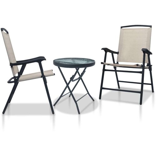  3-dijelni bistro set krem čelični Slike