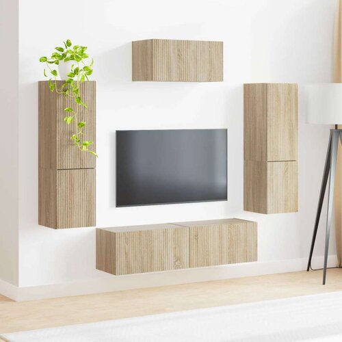  Komplet TV omaric 4 pcs Sonoma hrast Konstruiran les - - Rjava - 61.16 - 30 x 31 x 60 cm - 2025-vidaXL-Uvoz_2 Slike