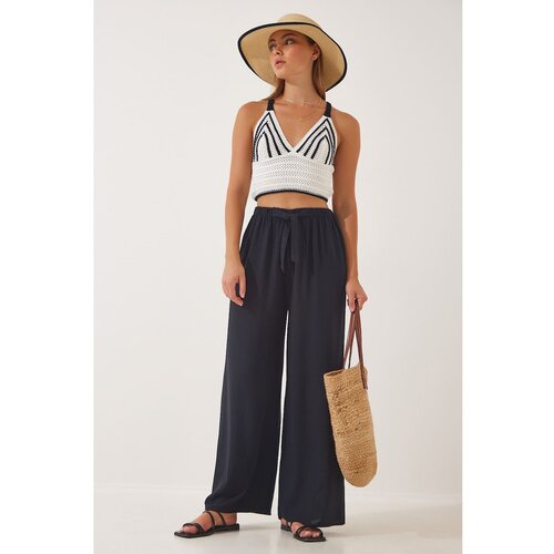  Women's black palazzo viscose trousers Cene