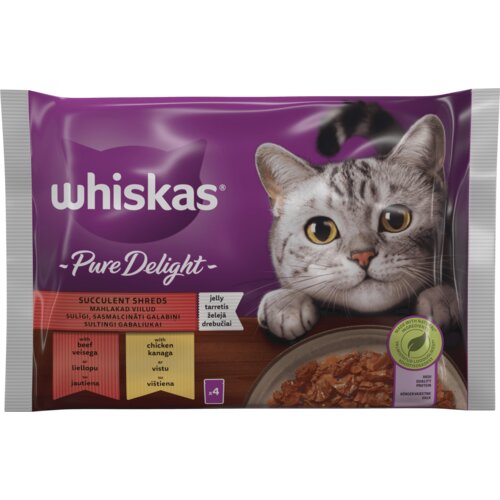 Whiskas cat pure delight u želeu izbor mesa 4x85g Slike