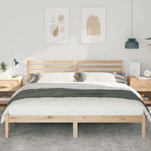 VidaXL krevetna konstrukcija Smeđa 180 x 200 cm Čvrsta borova drva Slike