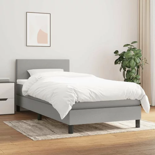  Box spring postelja z vzmetnico svetlo siv 100x200 cm blago, (20723803)
