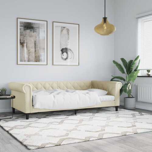 VidaXL Raztegljiva postelja krem 90x200 cm umetno usnje Slike