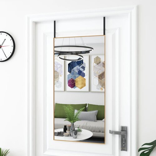  Ogledalo za vrata zlatno 50 x 100 cm od stakla i aluminija Slike