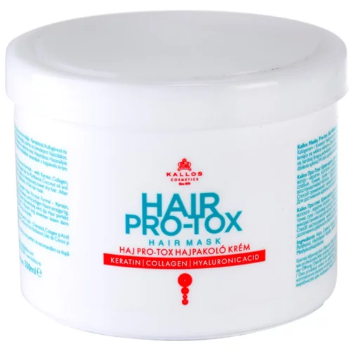 Kallos Hair Pro-Tox maska za šibke in poškodovane lase s kokosovim oljem, hialuronsko kislino in kolagenom 500 ml