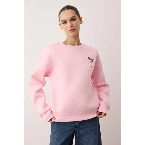 TRENDYOLMILLA ženski duks Twoaw24Sw00196, svetlo roze-pink Slike