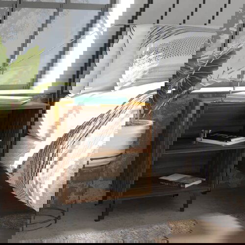 VidaXL noćni ormarići s metalnim nogama 2 kom smeđi hrast 40x30x50 cm Slike