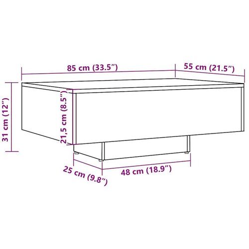 VidaXL Klubska mizica artisan hrast 85x55x31 cm inženirski les Slike