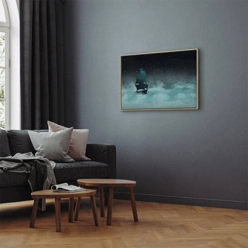  Slika - Night Waves (1 Part) Wide - Second Variant 90x60 U prirodnom drvenom okviru Slike