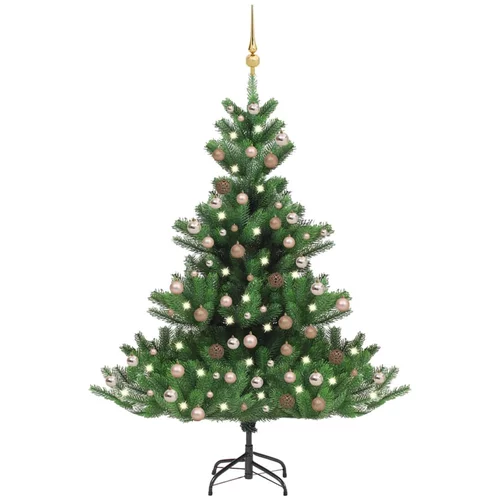  Umjetno božićno drvce kavkaska jela LED i kuglice zeleno 210 cm