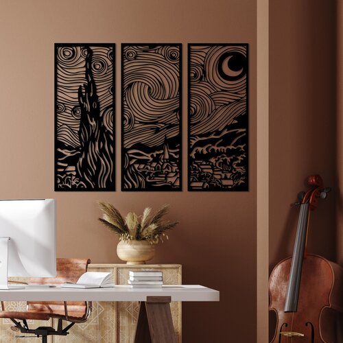 Opviq Zidna dekoracija Vangogh, 3x30x73 cm, 1,5 mm, crna Cene