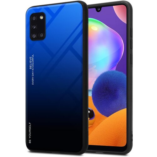 Cadorabo Ohi&scaron;je, združljiv s Samsungom v modri barvi - črni - dvobarvni za&scaron;čitni pokrov iz silikona TPU in hrbta iz kaljenega stekla, (20570016) Cene