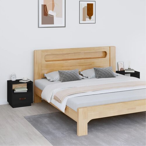  Noćni ormarići 2 kom crna 40 x 34 x 45 cm od masivne borovine Cijene