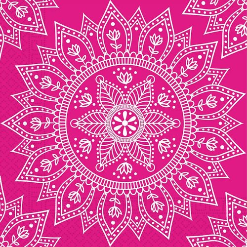Procos Mandala fuksija-bela papirnati prtički set &ndash; 2-slojni, 33x33 cm, 20 kosov Cene