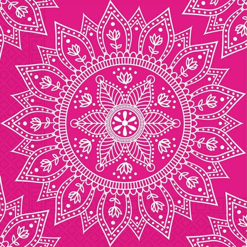 Procos Mandala fuksija-bijeli set papirnatih salveta – 2-slojni, 33x33 cm, 20 komada Cene