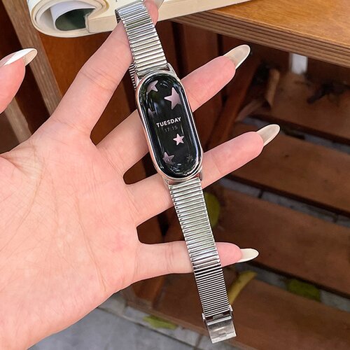 INF Eleganten pašček za uro z zaponko za Xiaomi Band 8/9 Silver, (22076797) Cene