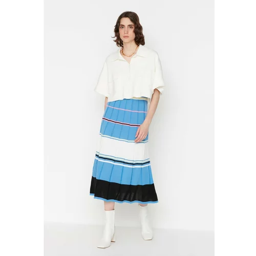 Trendyol Blue Color Block Knitwear Skirt