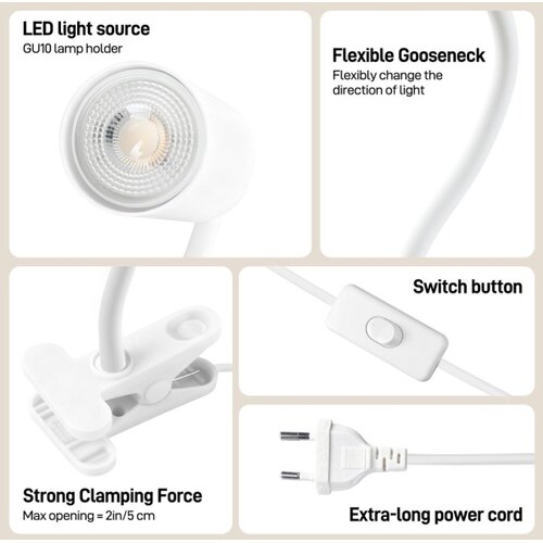  Immax NEO 08294L - Fleksibilna lampa sa stezaljkom PUNTO 1xGU10/9W/230V bela Slike