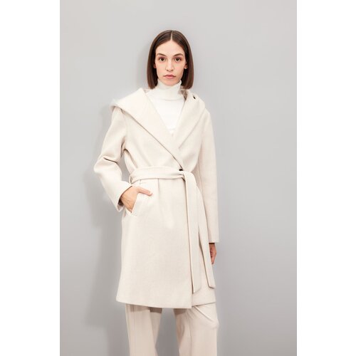 Defacto Long Cashmere Coat Hooded Buttoned Belted Slike