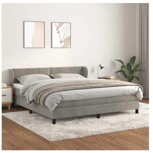  Box spring postelja z vzmetnico svetlo siva 180x200 cm žamet